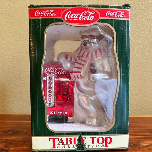 Coca-Cola Table Top Collection 1998 Polar Bear & Vending Machine Ornament Mercur - Picture 1 of 8